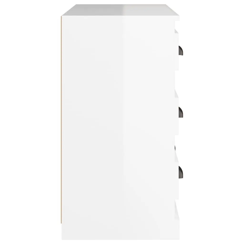 White Sideboard Storage Cabinet in High Gloss Finish