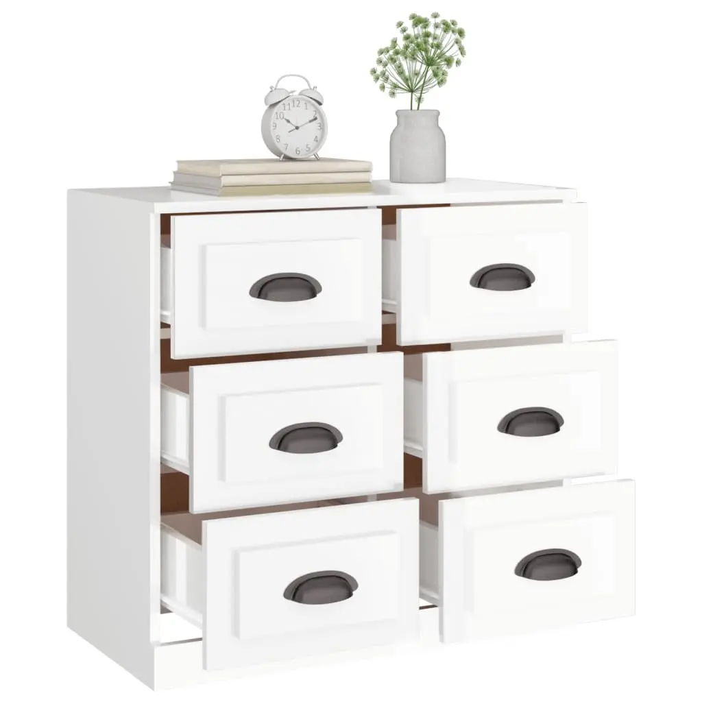 White Sideboard Storage Cabinet in High Gloss Finish