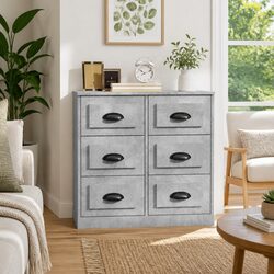 Stylish Grey Engineered Wood Sideboard Storage Unit 70x35.5x67.5cm