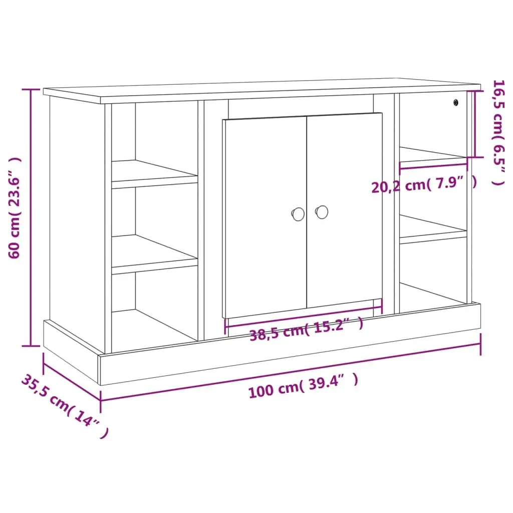 White Sideboard Storage Cabinet 100x35.5x60cm