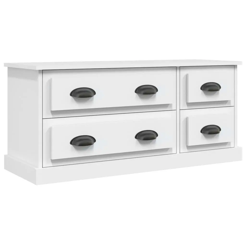 White TV Cabinet 100x35.5x45cm with 4 Drawers