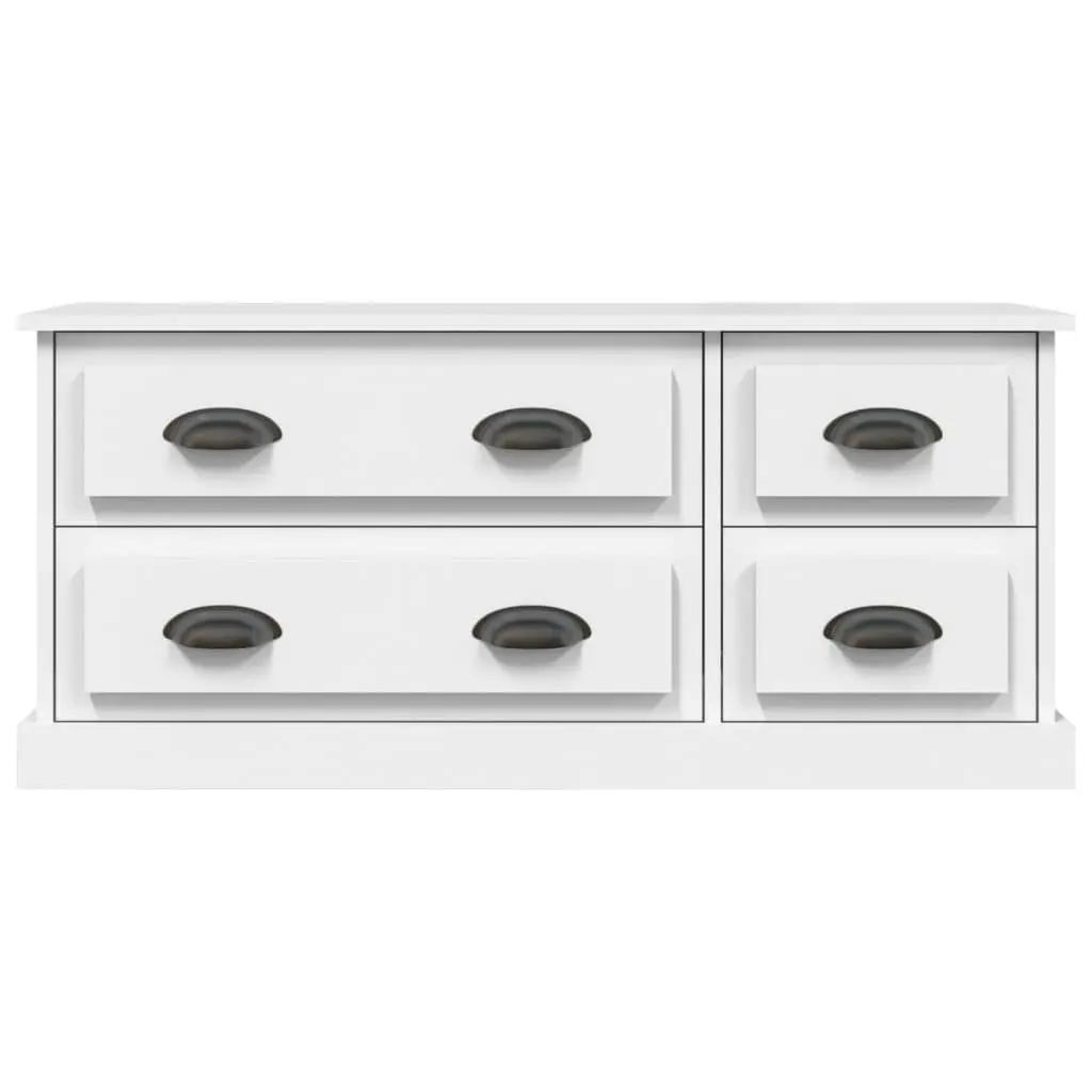 White TV Cabinet 100x35.5x45cm with 4 Drawers