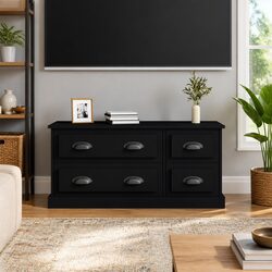 Black TV Cabinet with 4 Drawers - 100x35.5x45 cm