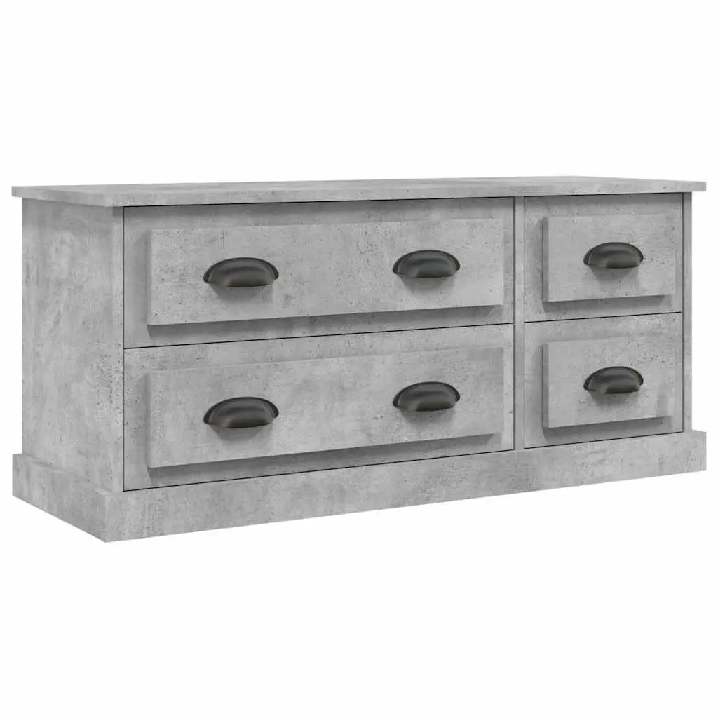 TV Cabinet Engineered Wood 100 x 35.5 x 45 cm Grey 4 Drawers Storage Unit Media Stand Display