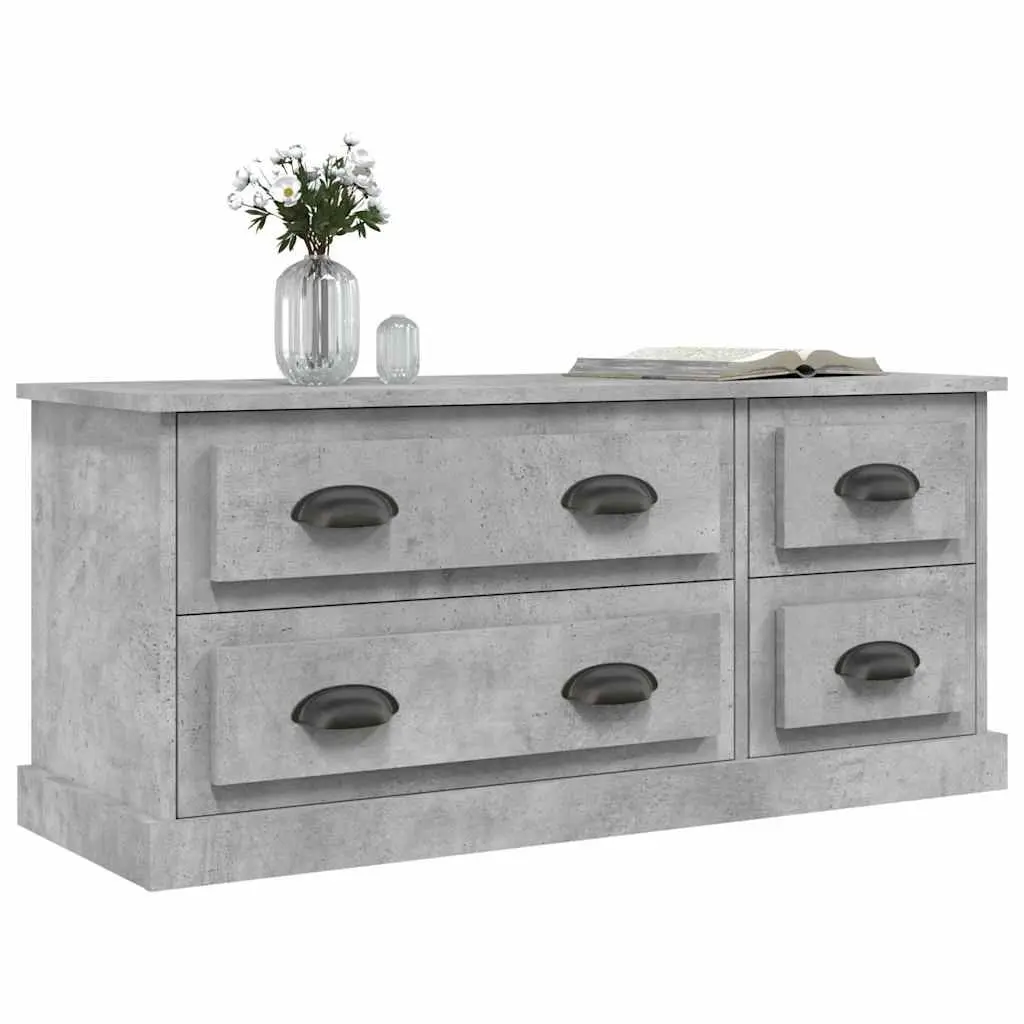TV Cabinet Engineered Wood 100 x 35.5 x 45 cm Grey 4 Drawers Storage Unit Media Stand Display