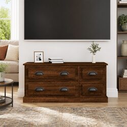 Sturdy Engineered Wood TV Cabinet in Brown Oak