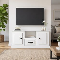High Gloss White TV Cabinet for Modern Living Rooms