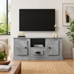 Stylish Grey Engineered Wood TV Cabinet with Storage