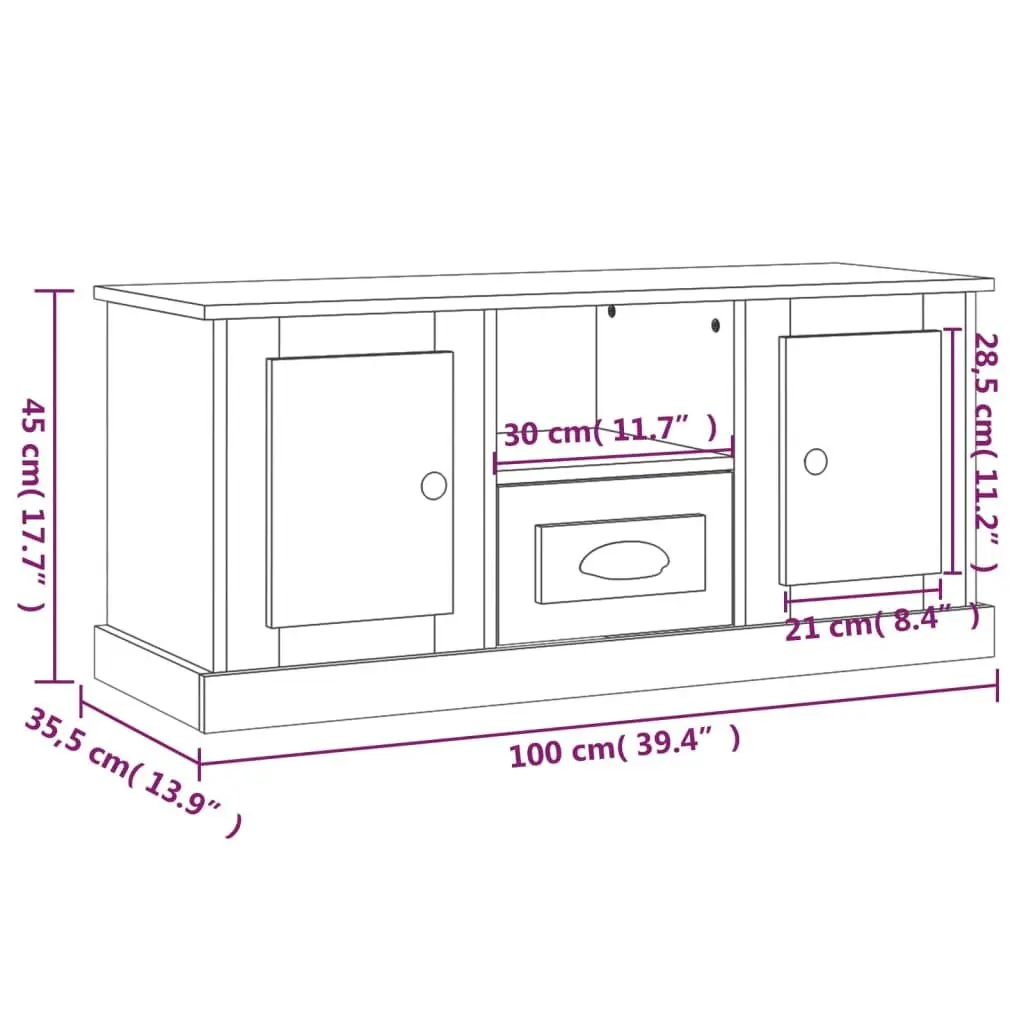 Grey Engineered Wood TV Cabinet with Storage