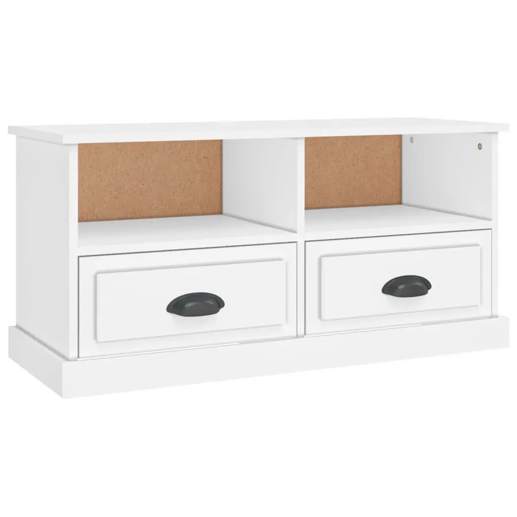 White TV Cabinet with Drawers and Compartments