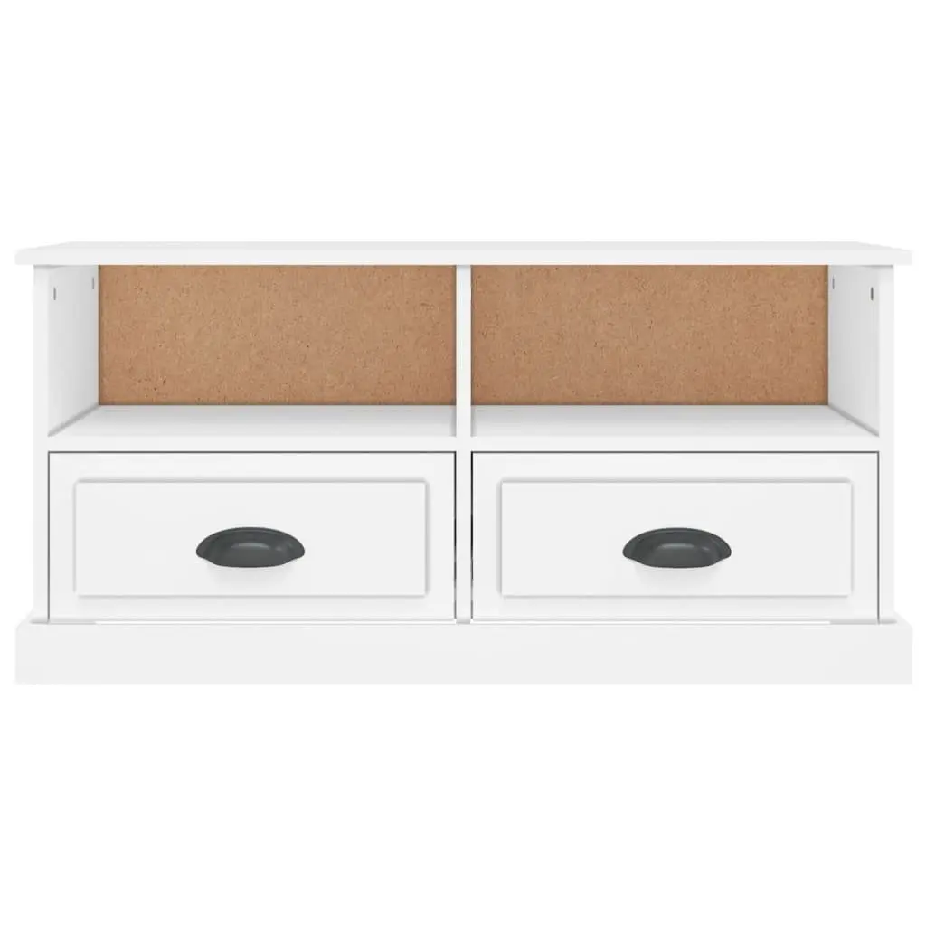 White TV Cabinet with Drawers and Compartments