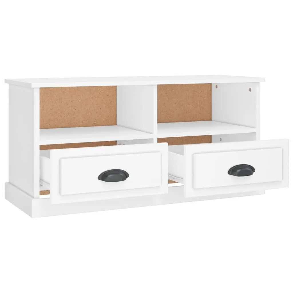 White TV Cabinet with Drawers and Compartments