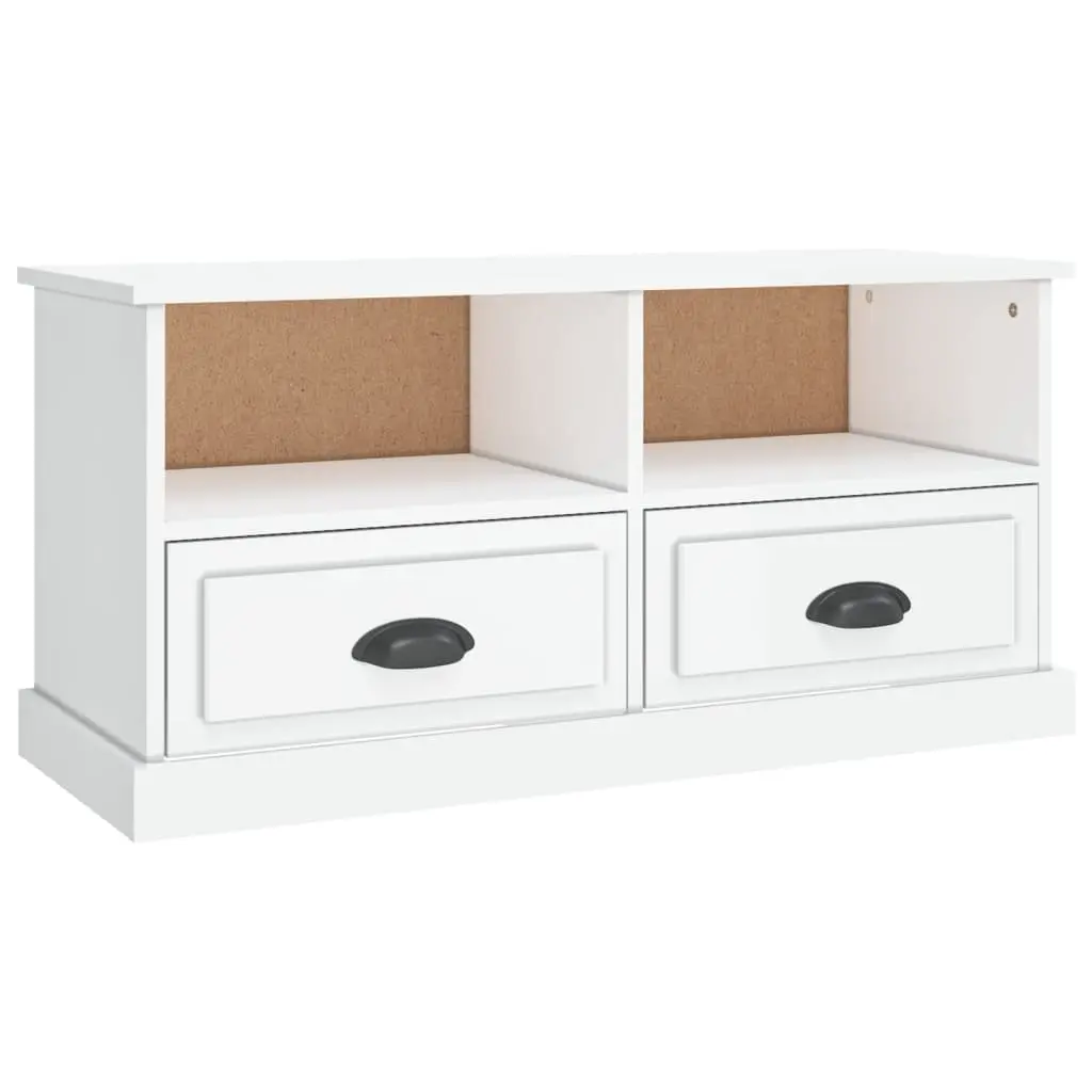 High Gloss White Engineered Wood TV Cabinet with Drawers