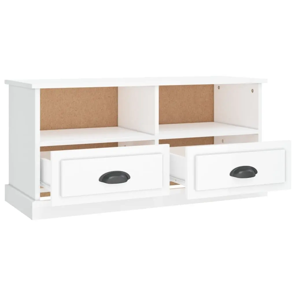 High Gloss White Engineered Wood TV Cabinet with Drawers