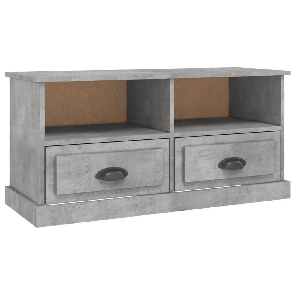 TV Cabinet Engineered Wood Grey 93 x 35.5 x 45 cm with Drawers Open Compartments