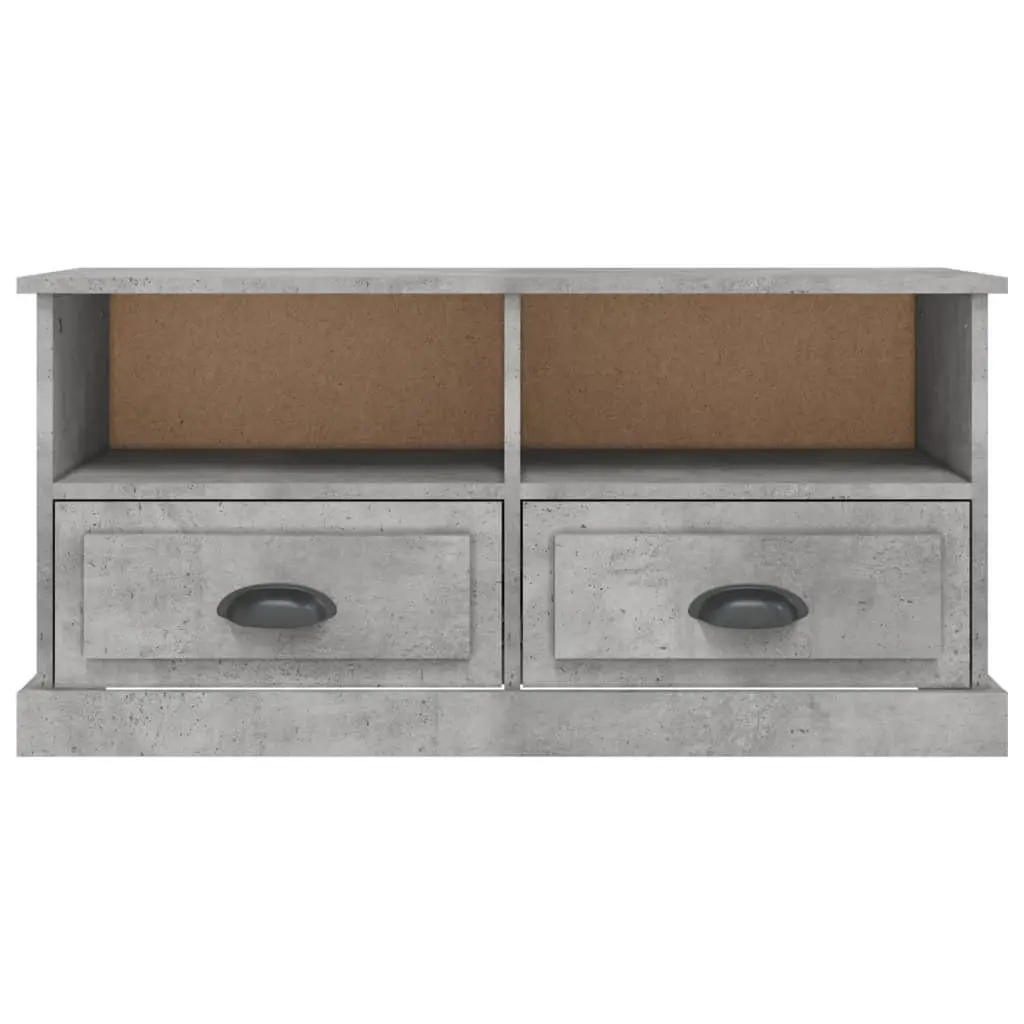 TV Cabinet Engineered Wood Grey 93 x 35.5 x 45 cm with Drawers Open Compartments