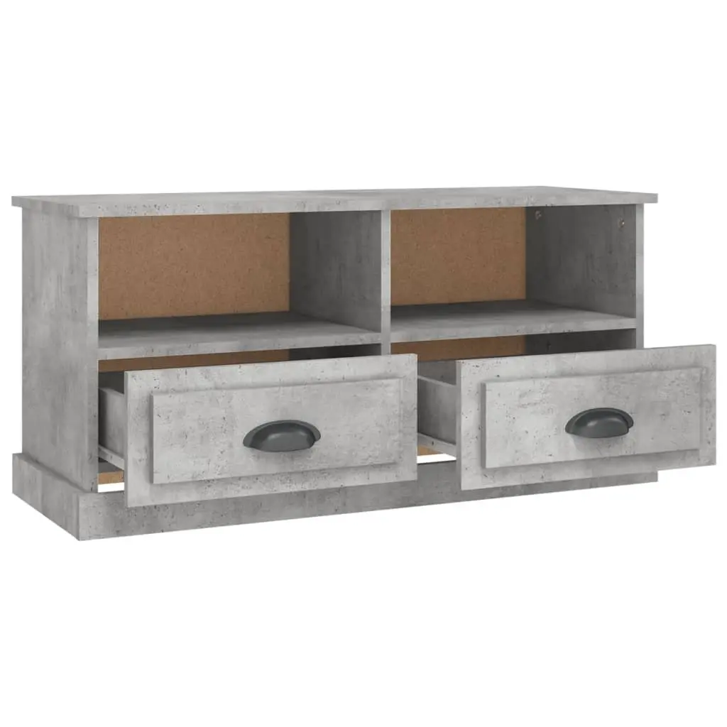 TV Cabinet Engineered Wood Grey 93 x 35.5 x 45 cm with Drawers Open Compartments