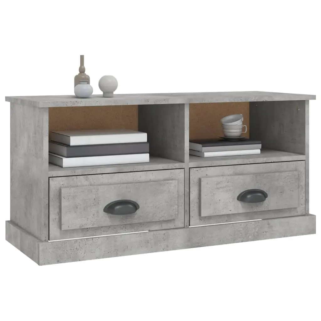 TV Cabinet Engineered Wood Grey 93 x 35.5 x 45 cm with Drawers Open Compartments