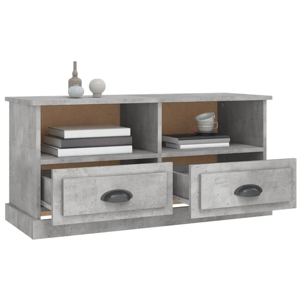 TV Cabinet Engineered Wood Grey 93 x 35.5 x 45 cm with Drawers Open Compartments