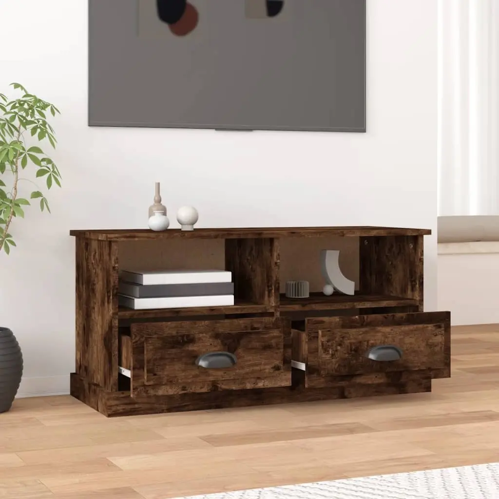 Brown Engineered Wood TV Cabinet with Storage Drawers