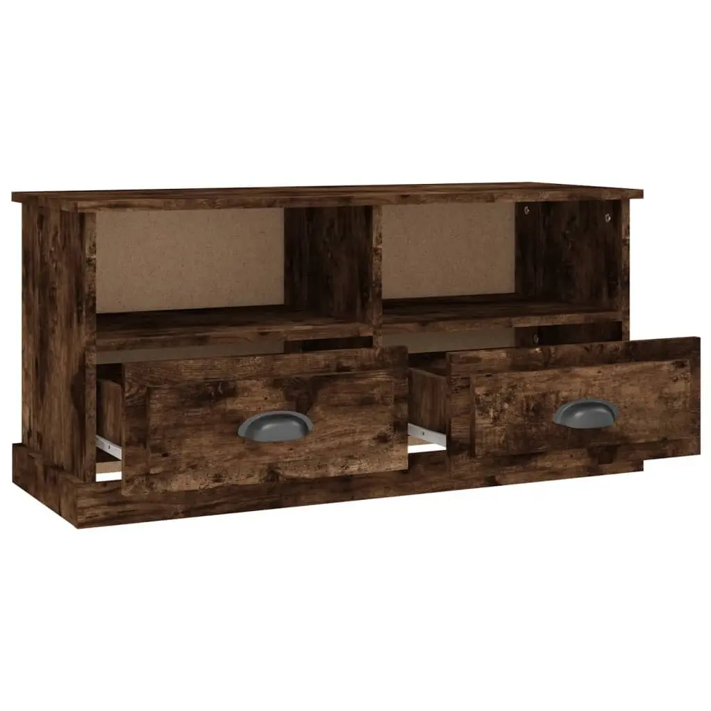Brown Engineered Wood TV Cabinet with Storage Drawers