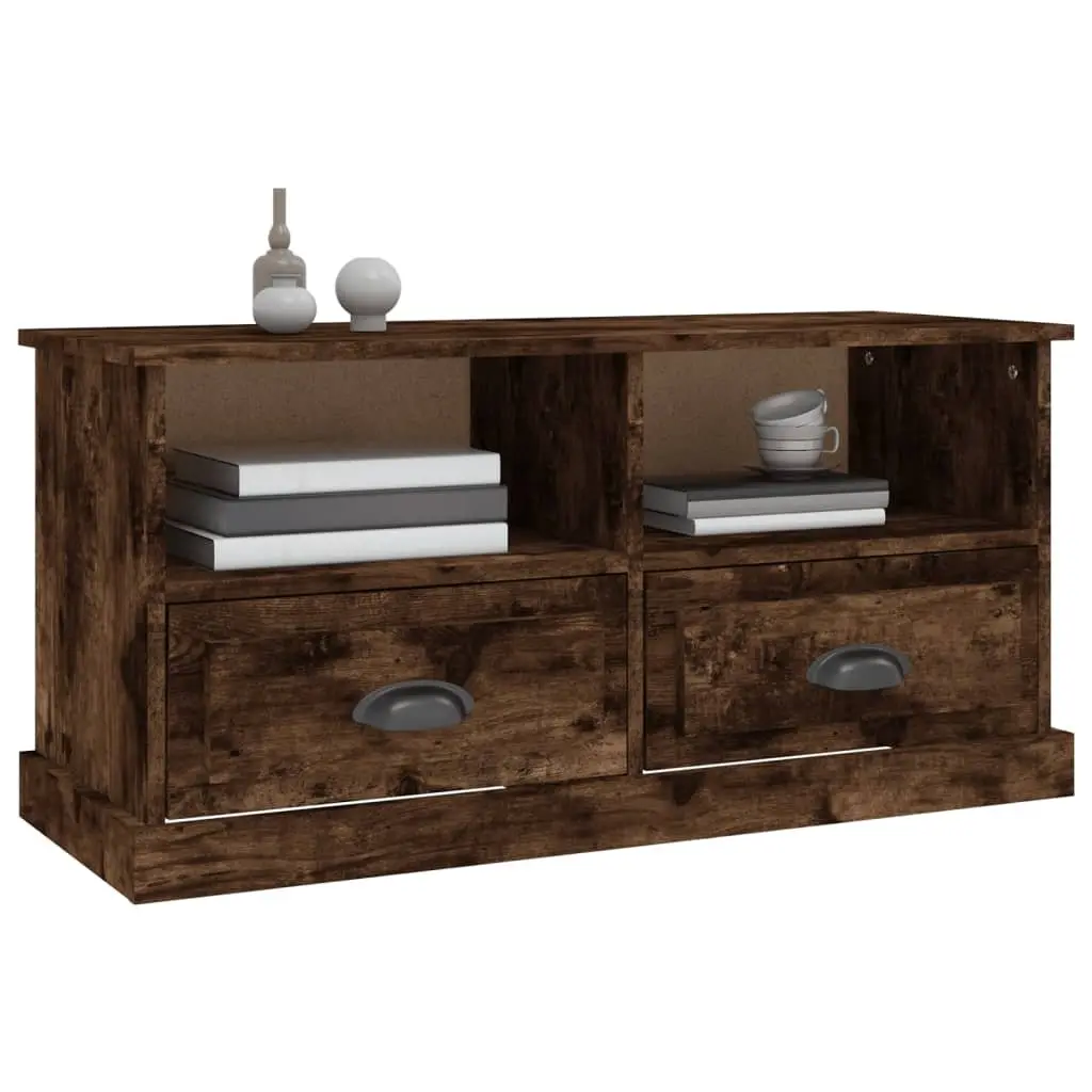 Brown Engineered Wood TV Cabinet with Storage Drawers