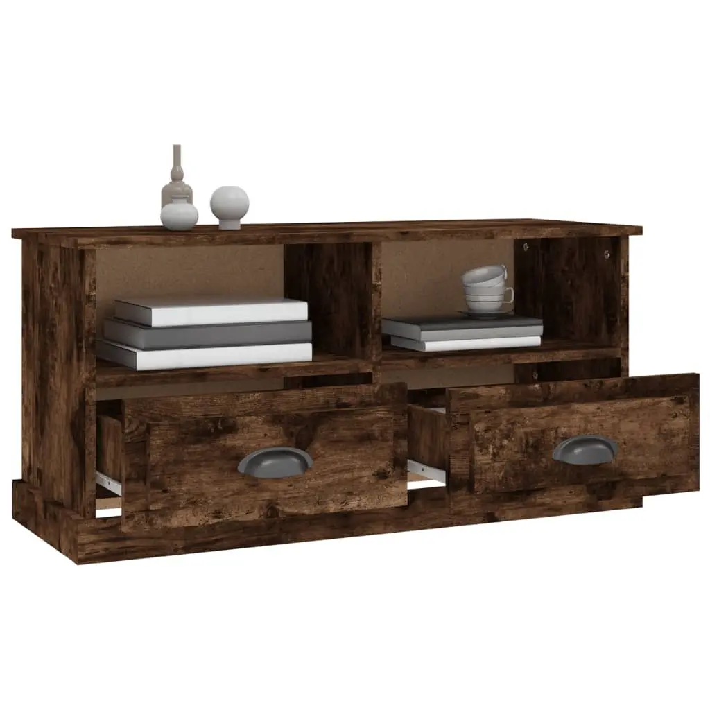 Brown Engineered Wood TV Cabinet with Storage Drawers
