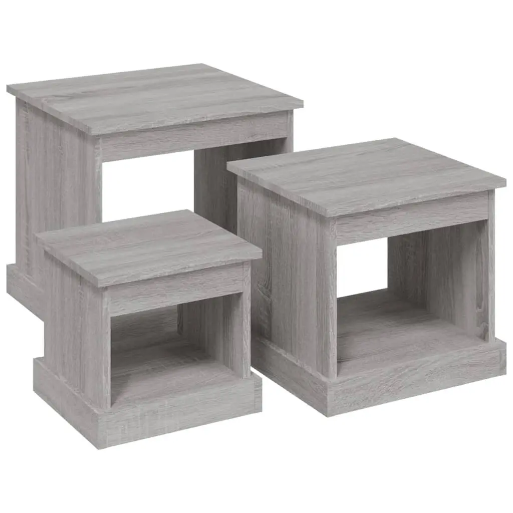 3 Piece Grey Sonoma Engineered Wood Coffee Table Set
