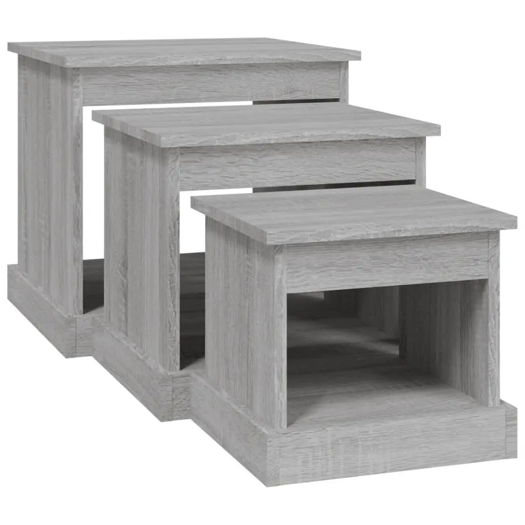 3 Piece Grey Sonoma Engineered Wood Coffee Table Set