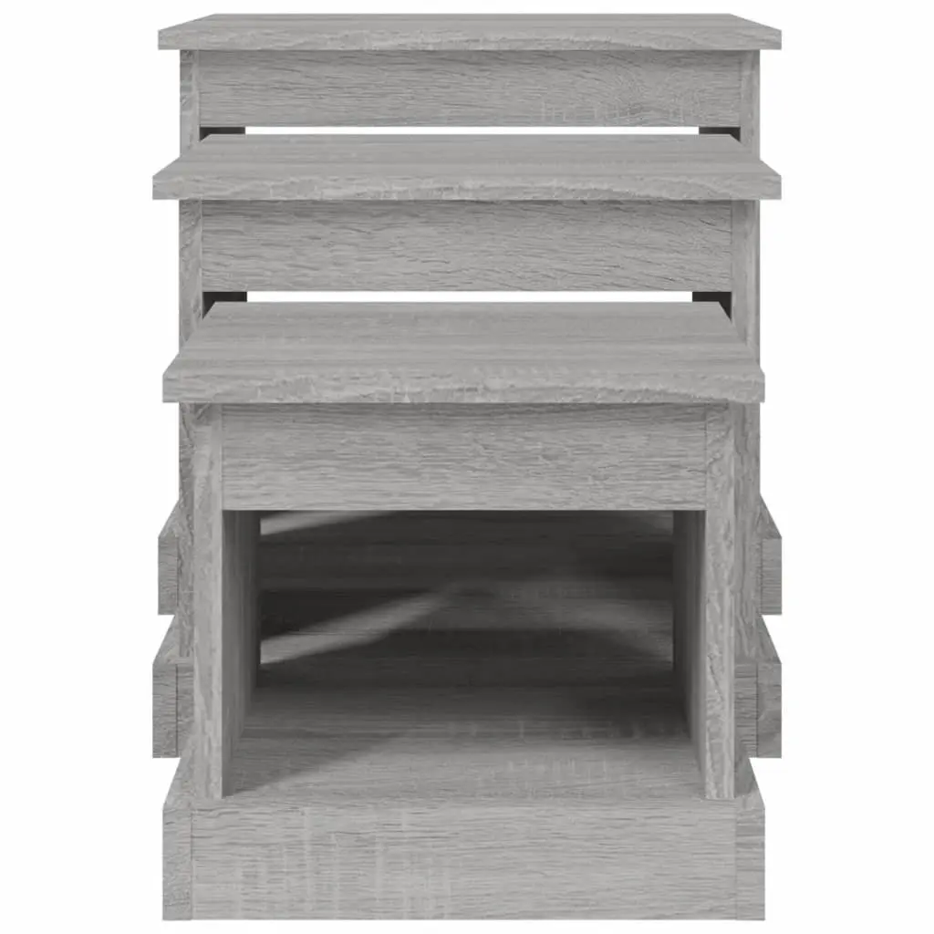 3 Piece Grey Sonoma Engineered Wood Coffee Table Set