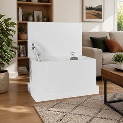 Durable White Storage Box 50x30x28 cm Engineered Wood