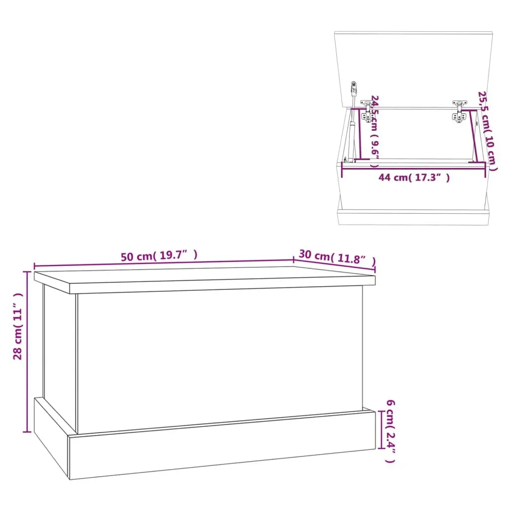 White Storage Box 50x30x28 cm Engineered Wood