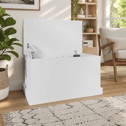 White Engineered Wood Storage Box for Organized Living