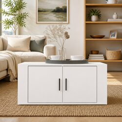 Stylish White Coffee Table 80x50x36cm with Storage