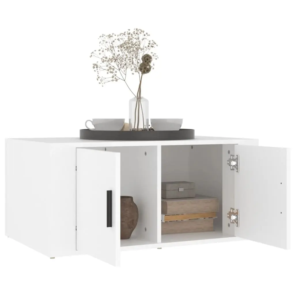 White Coffee Table 80x50x36cm with Storage