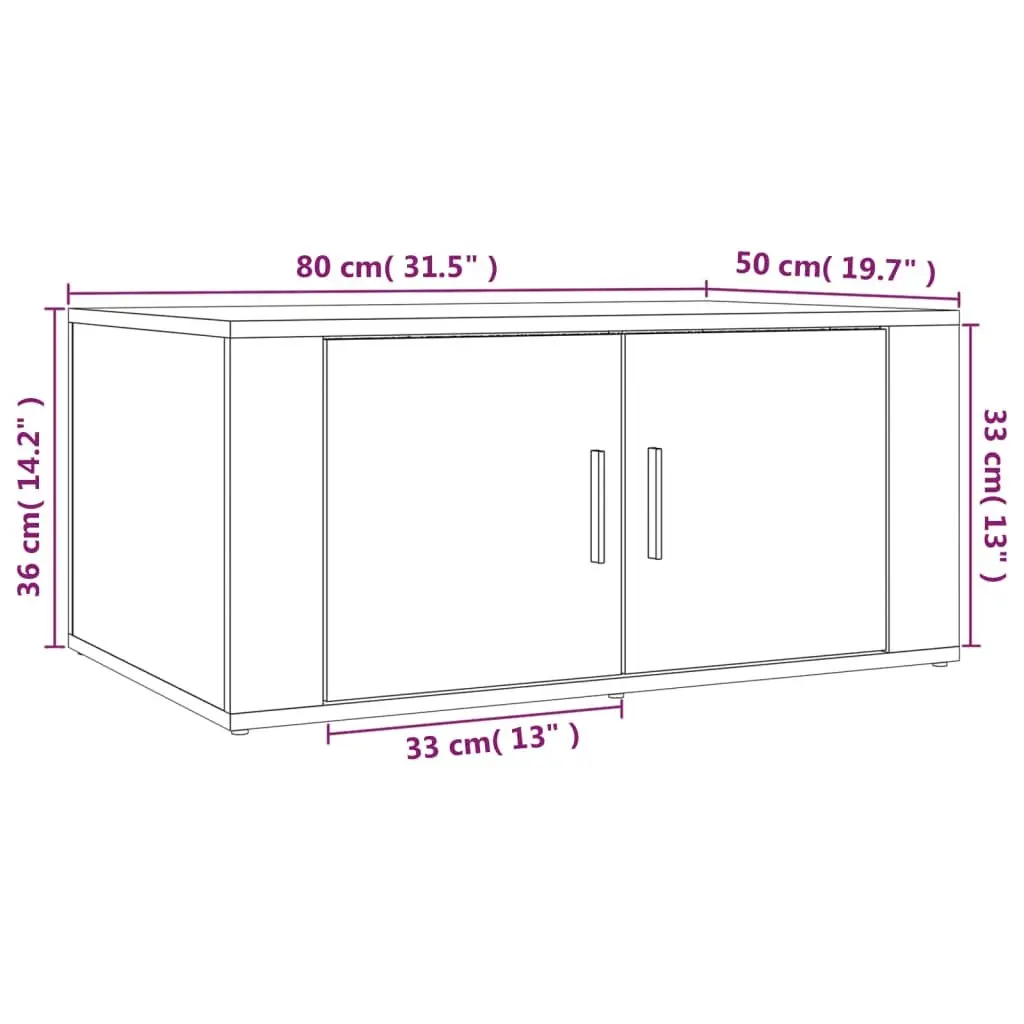 White Coffee Table 80x50x36cm with Storage