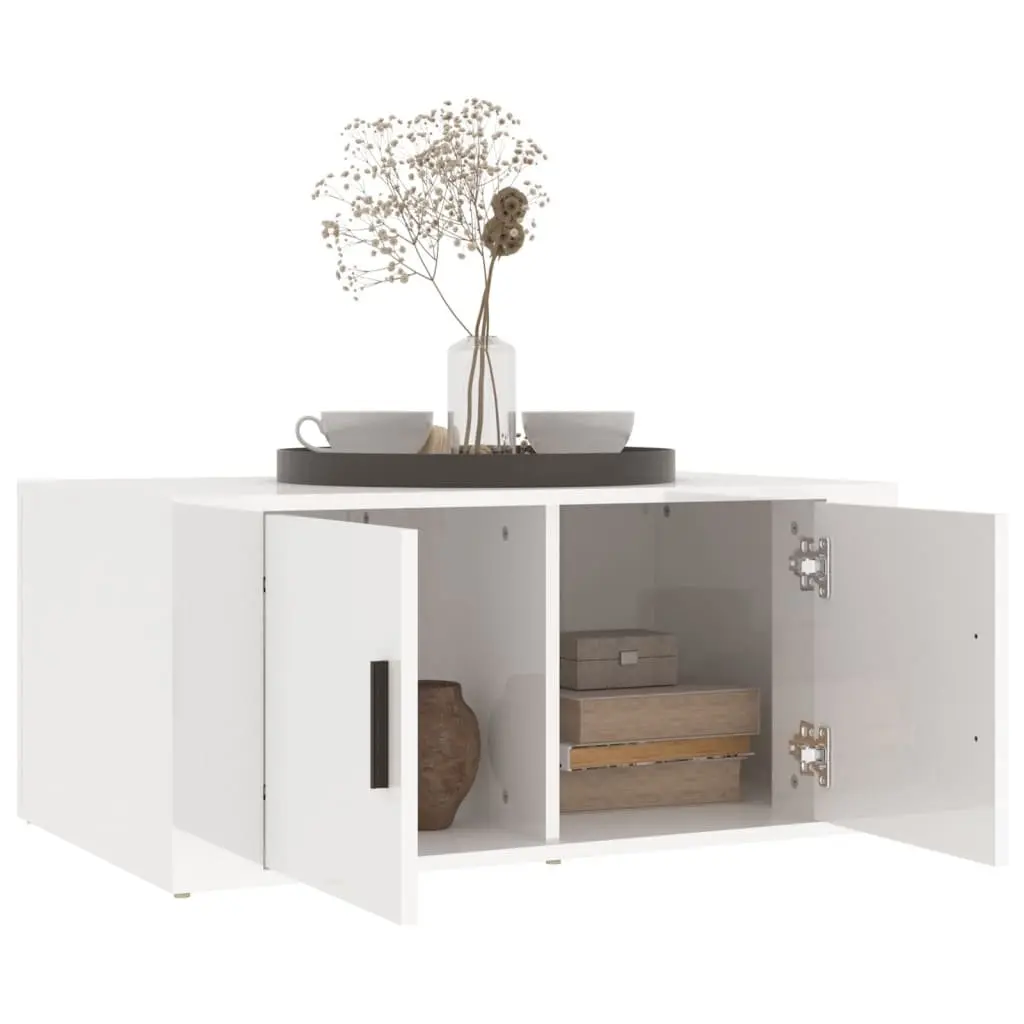 Coffee Table High Gloss White Living Room Storage Furniture with Compartments