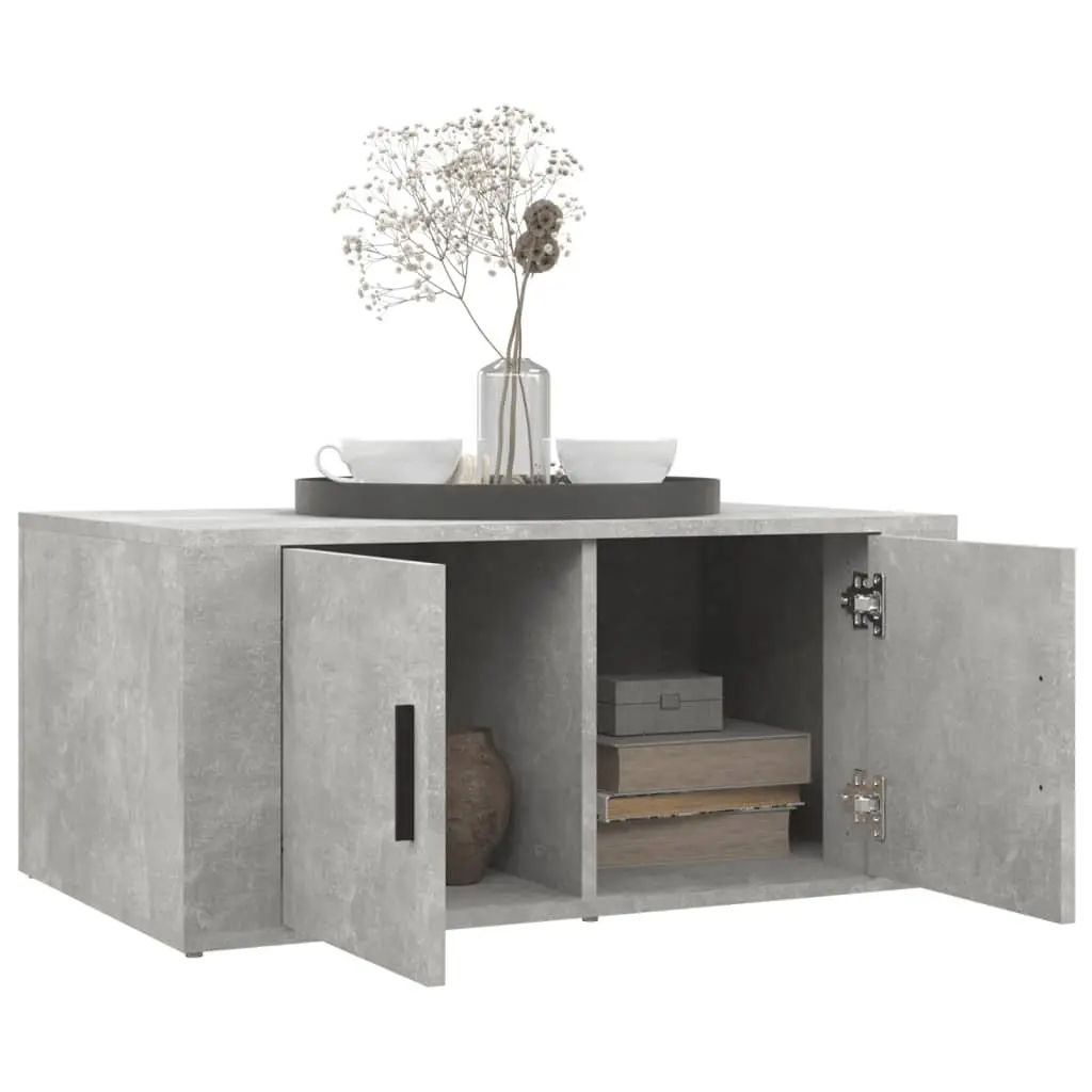 Grey Engineered Wood Coffee Table with Storage Compartments