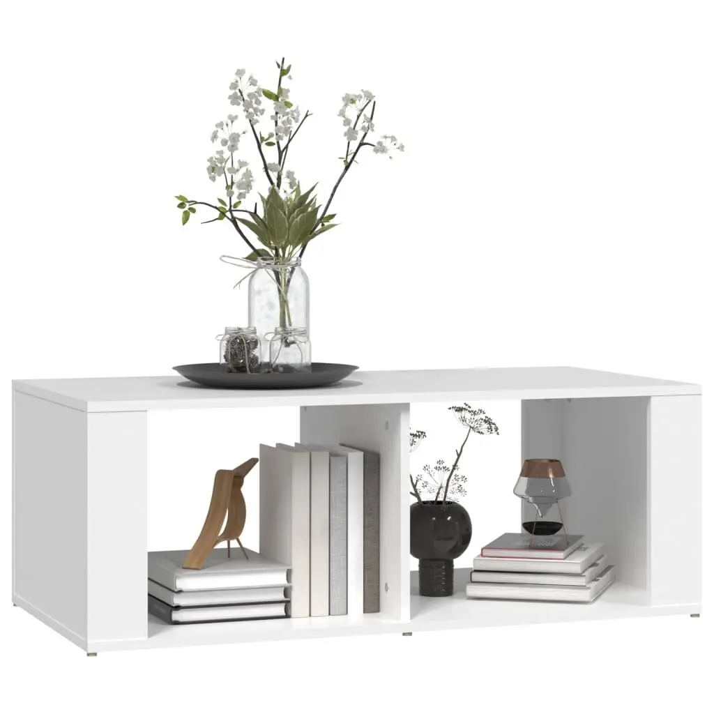 White Modern Coffee Table with Storage 100x50x36cm
