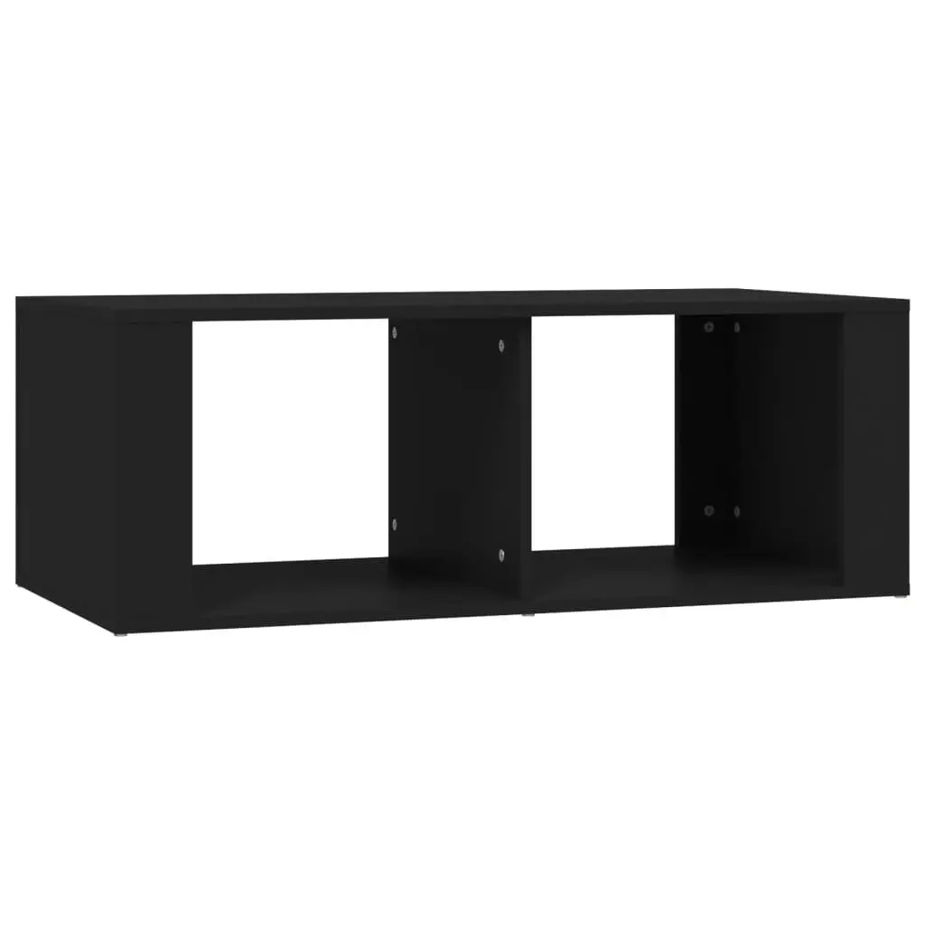 Black Modern Coffee Table with Storage and Two Shelves