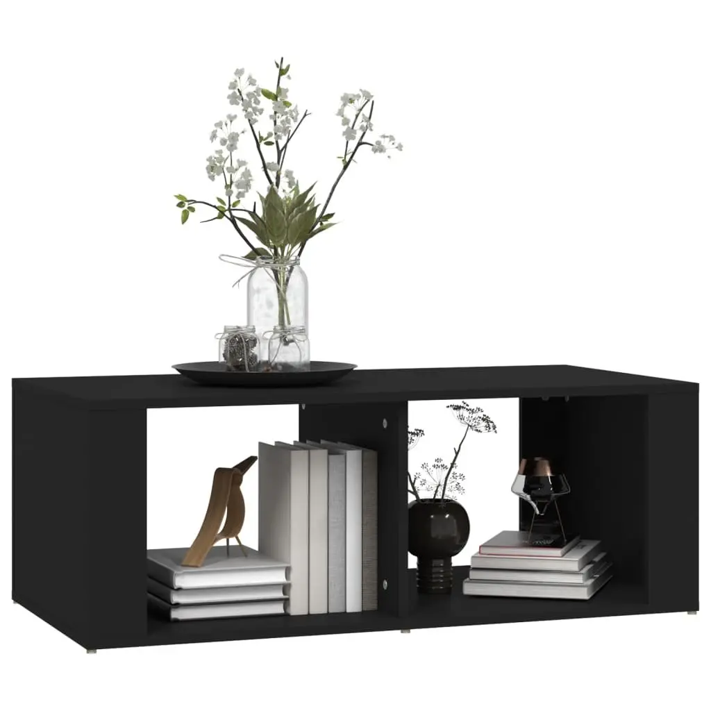 Black Modern Coffee Table with Storage and Two Shelves