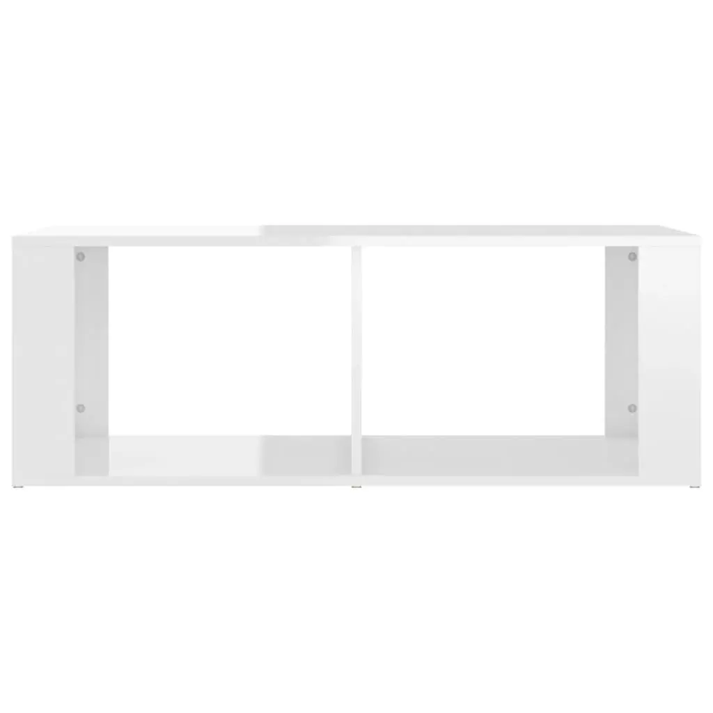 High Gloss White Coffee Table with Storage Shelves