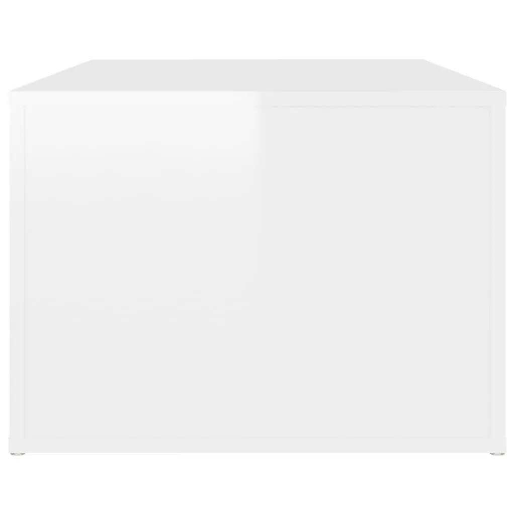 High Gloss White Coffee Table with Storage Shelves