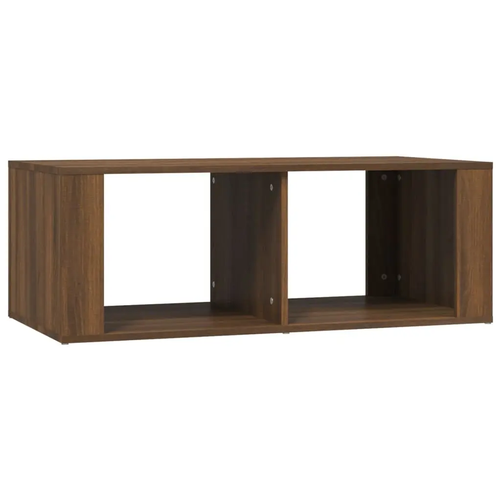 Brown Oak Coffee Table with 2 Shelves, 100x50x36 cm