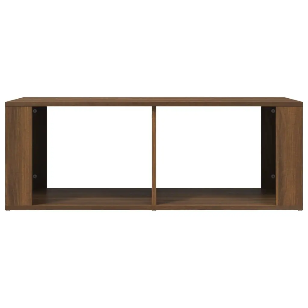 Brown Oak Coffee Table with 2 Shelves, 100x50x36 cm