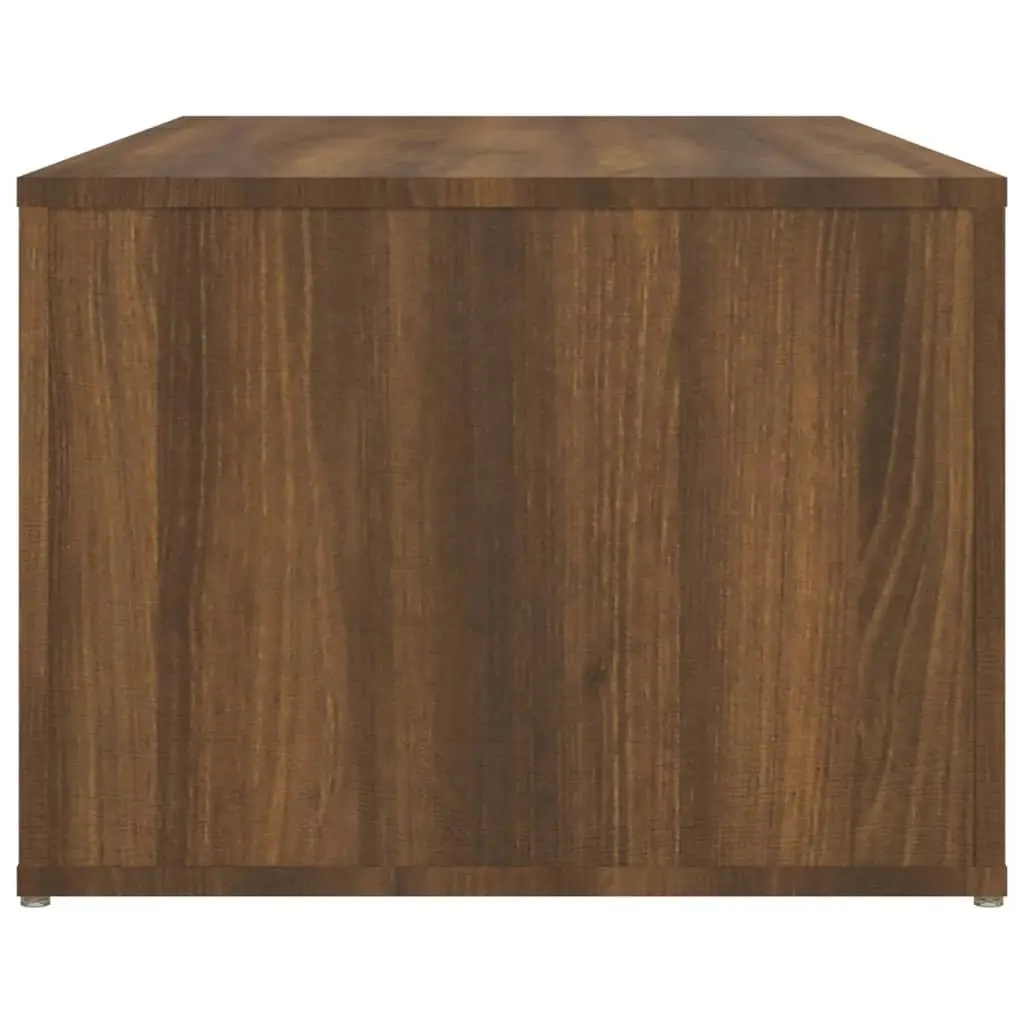 Brown Oak Coffee Table with 2 Shelves, 100x50x36 cm