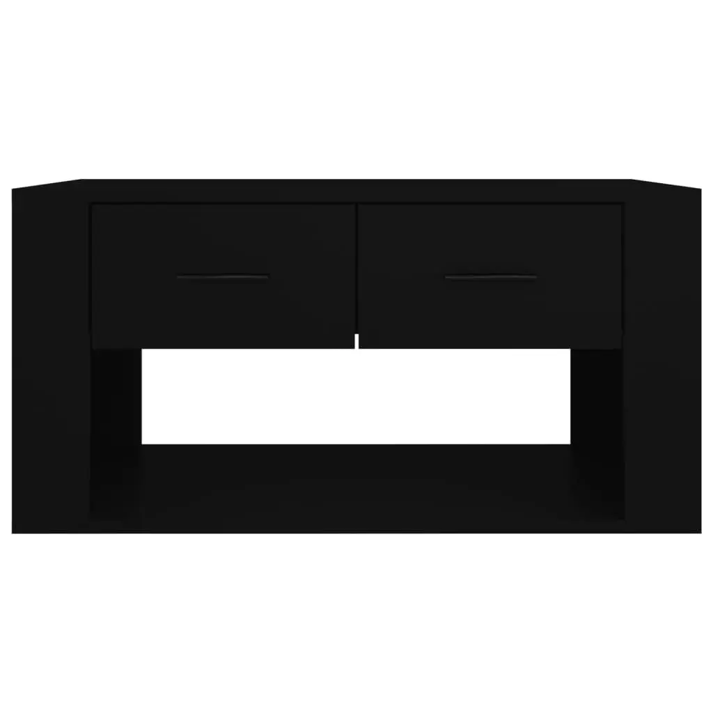 Black Coffee Table with 2 Storage Drawers 80x50x40 cm