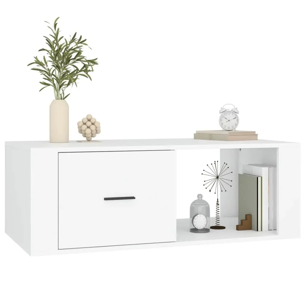 White Coffee Table 100x50.5x35 cm with Drawer