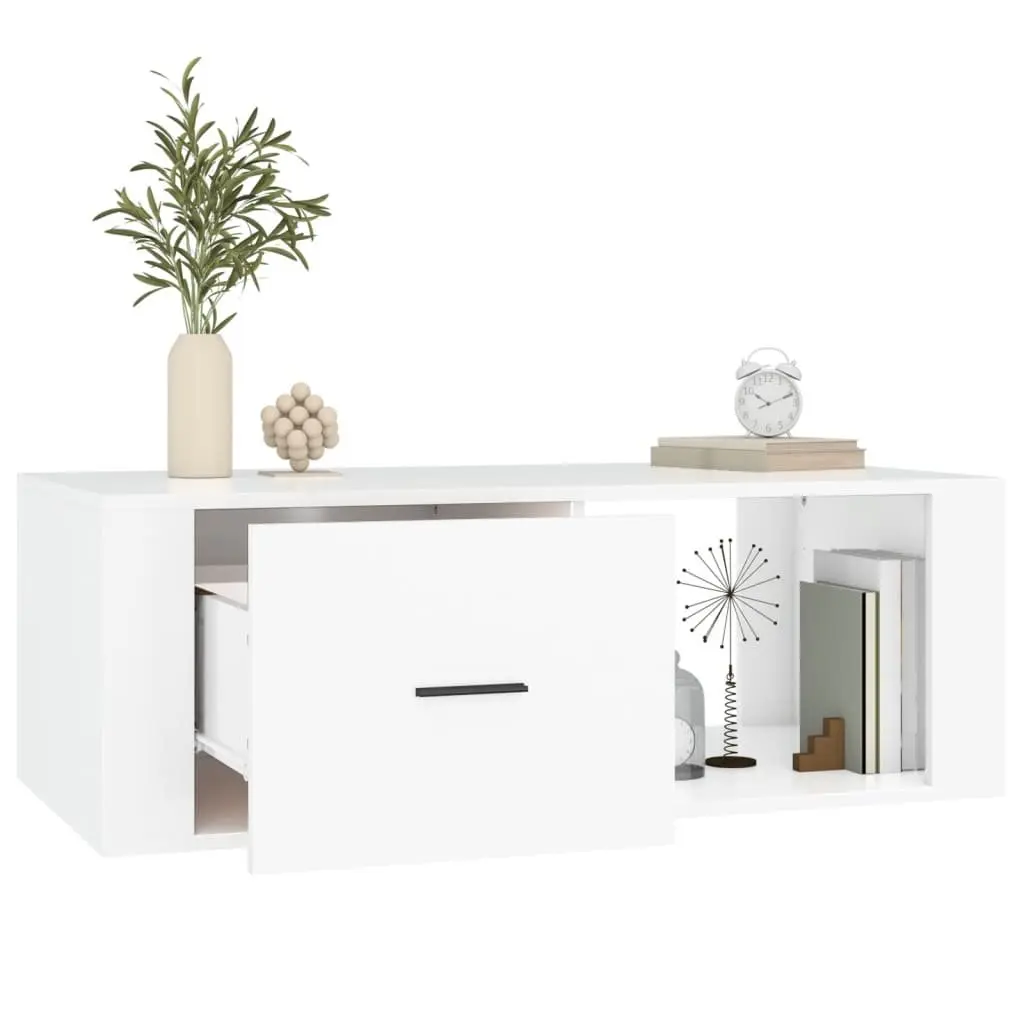 White Coffee Table 100x50.5x35 cm with Drawer
