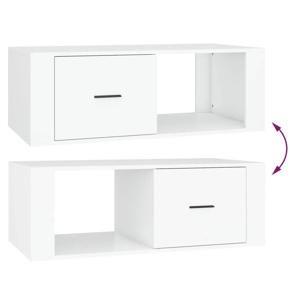 White Coffee Table 100x50.5x35 cm with Drawer
